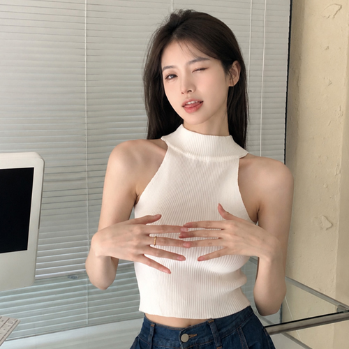 DD713  슬림핏 골지 홀터나시